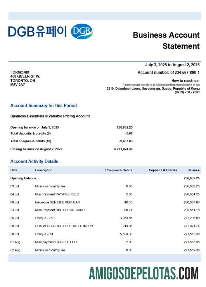 Em branco South Korean Daegu Firm Statement Modelo Word e PDF